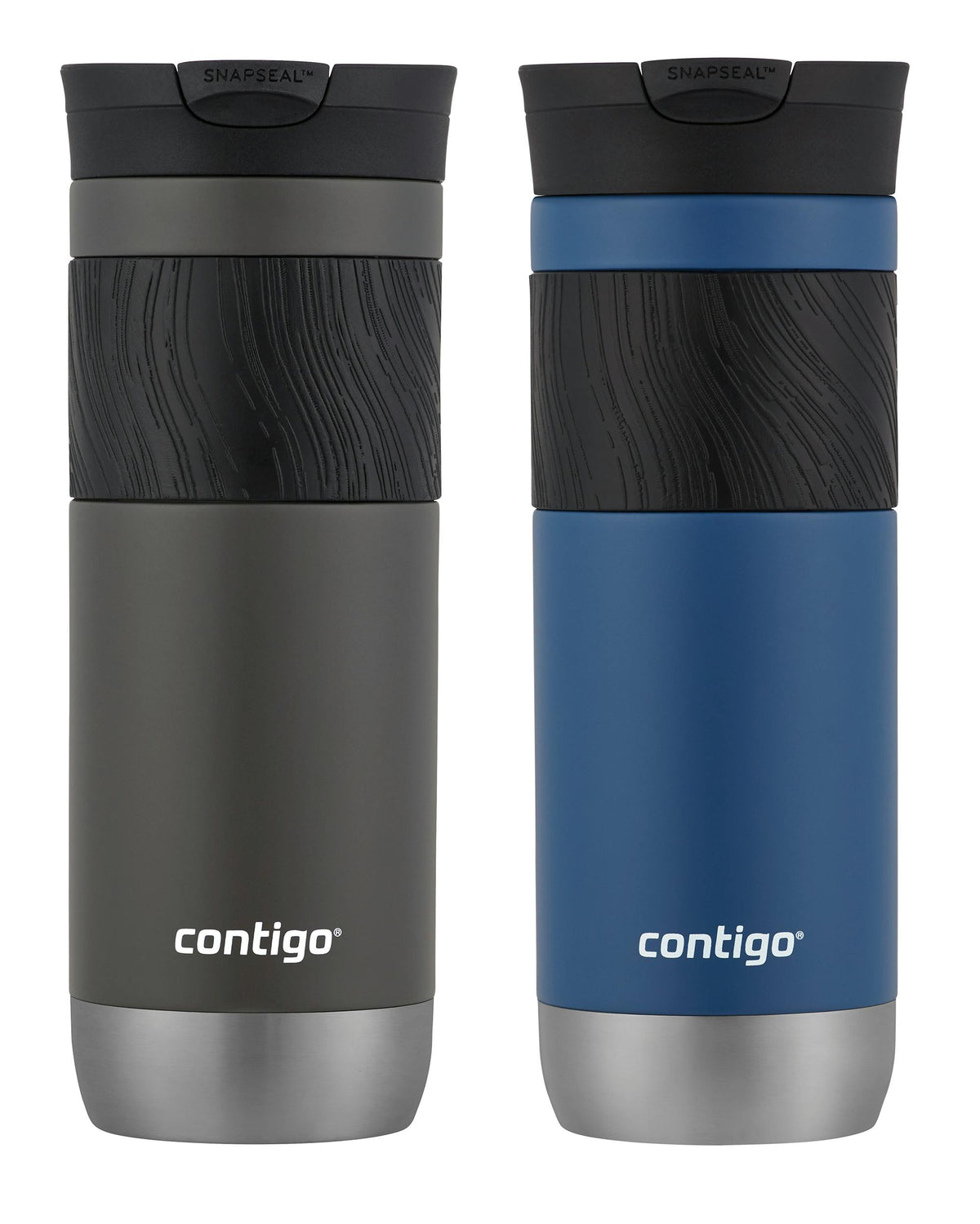 Contigo® SNAPSEAL™ Insulated Stainless Steel Travel Mug with Grip, 20oz., Blue Corn Transparent Satin & Midnight Berry