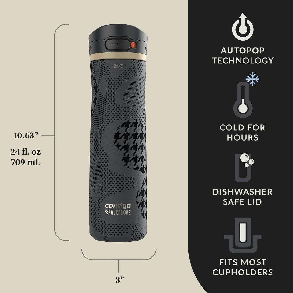 Contigo® x Ally Love Jackson Chill 2.0 Stainless Steel Water Bottle with AUTOPOP® Lid, 24oz